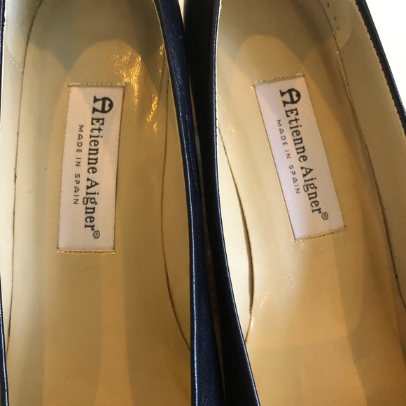 Etienne Aigner Siena Flat Black Leather Pumps 9.5N - Picture 4 of 12
